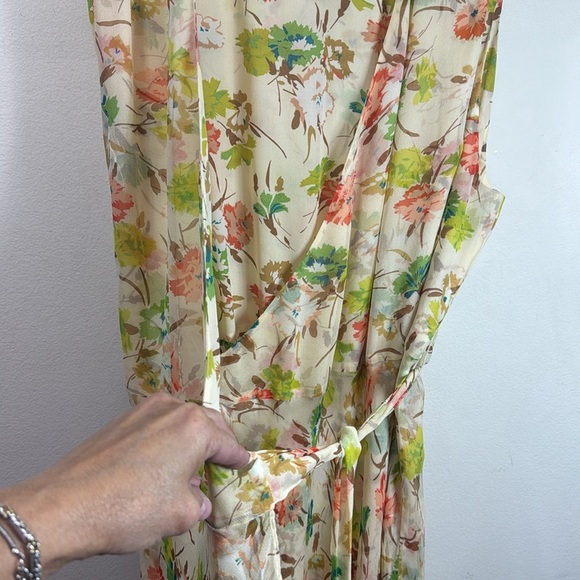 (R6) Ice Dress vintage 100% silk Floral Sleeveless, talla 20 - Picture 8 of 13